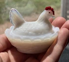 Westmoreland Vintage Hen On Nest Salt Cellar In Milk Glass White 2 1/2" Mini EUC