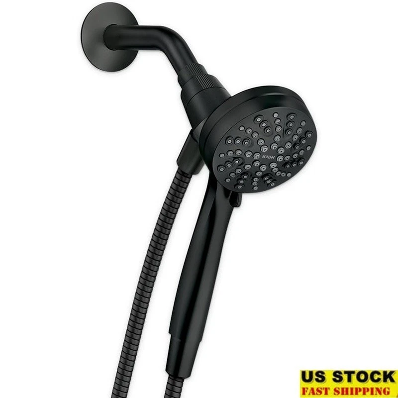 Magnetic Handheld Shower Head Multiple Settings Kink Free Hose Round Showerhead