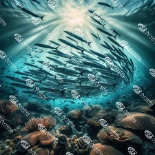 Digital image picture photo wallpaper background underwater school of fish ocean