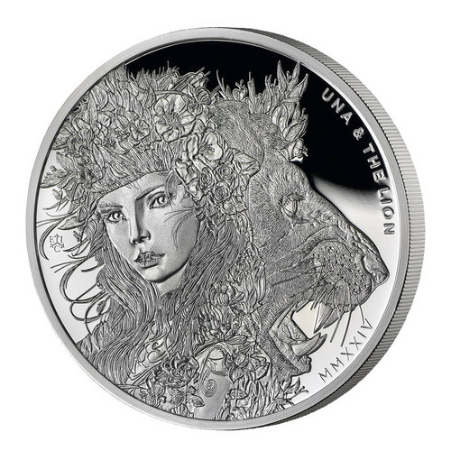 Moneda de plata de prueba de 1 oz de Santa Elena moderna Una y el León 2024 - Imagen 3 de 13