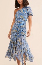 ASTR Floral One Shoulder Midi Dress with Asymmetric Hem
