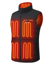 Men  s 12V Dual-Control Heated Vest with Battery, Durable Electric Large Black