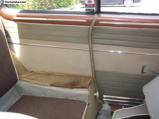 VW KARMANN GHIA, ABOVE DOOR PANEL, NEW MOLDINGS, 5-PIECE KIT, 1955