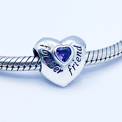 Genuine Sterling Silver Heart Charm – Forever Friends & Best Friend Gift – Pandora Bracelet Compatible