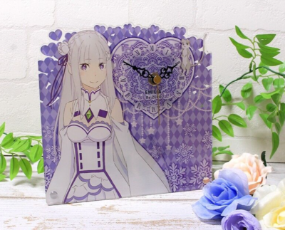 NEW Re:Zero Starting Life in Another World Emilia Acrylic Clock