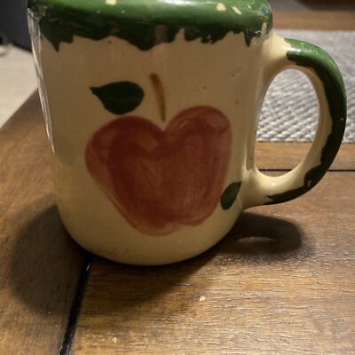 Ohio pottery East by Alpine Pottery apple pattern  mug/tea mug/cup