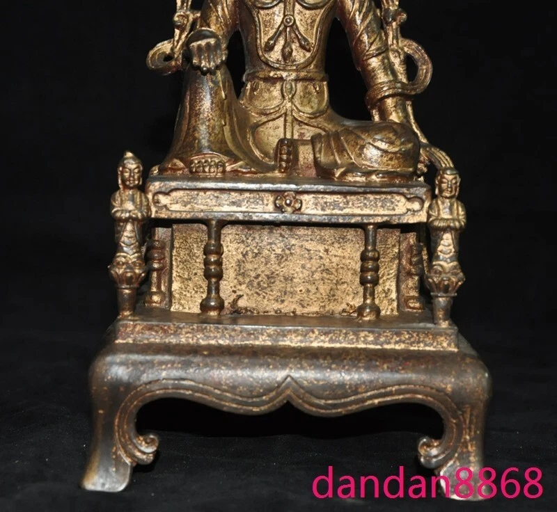 Templo budista tibetano bronce dorado verde Tara Kwan-Yin diosa Buda estatua Foto 3 de 4