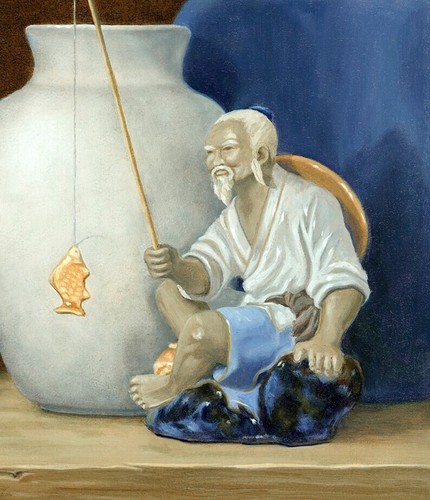 Blue Fisherman-Giclee Still Life of Asian Theme-Print From Original Oil Painting - Picture 2 of 2