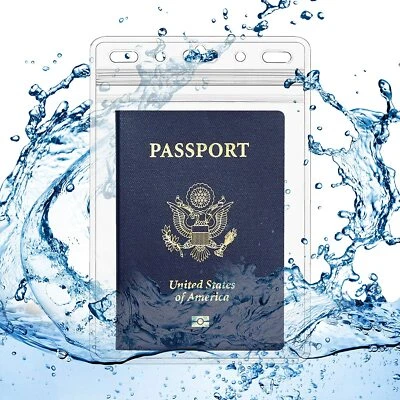 2 Pack WATERPROOF 4" x 6" Passport Holder ID Vaccination Card Protector Travel