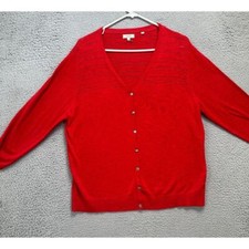 Fat Face United Kingdom Cardigan Sweater Womens 14 Red Cotton Speckled Ladies