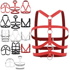 Womens Elastic Cage Harness Bra Punk Gothic Hollow Out Cupless Bralette Lingerie