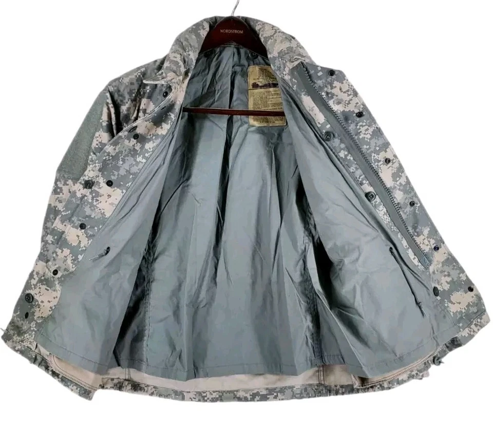 Abrigo del Ejército de Estados Unidos Chaqueta Camuflada Clima Frío Campo Hombres S/ XS Cremallera Capucha Oculta LEER Foto 2 de 4