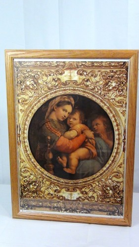 RAFFAELLO"LA MADONNA DELLA SEGGIOLA"EXTRA FINE PRINT OF ORIGINAL MUSEUM PAINTING - Picture 2 of 12