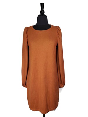 knee length dresses for ladies Orange Tiered Shift Dress