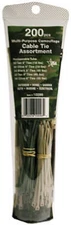 10 PAK 200 Pack; 4in& 8in Black Cable Tie Bag; Assorted; Includes 100 Each 4i...