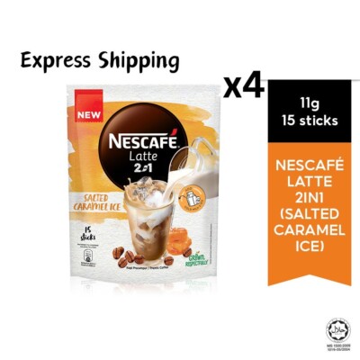 4 Packs Nescafe Latte 2 in 1 Ice Salted Caramel (11g x 15's)