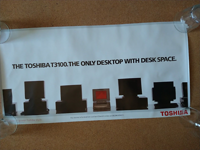#ad ITHistory 1990s POSTER: TOSHIBA T3100 quot;Only Desktop With Desk Spacequot; UK OF2 $8.50