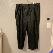 Eloquii Size 24 Womens Black Faux Leather Pleather Pants