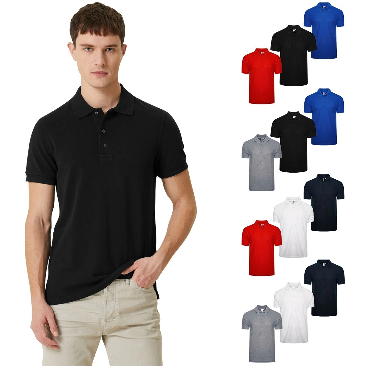 Pack of 3 & 4 Mens Plain Polo Short Sleeve Pique T-Shirt Casual Multipack Top
Opens in a new window 