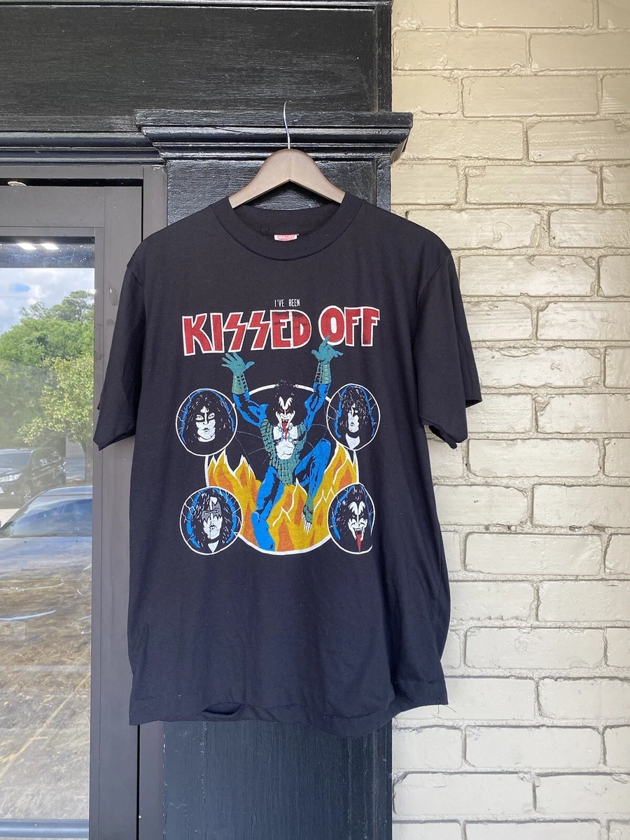 Vintage RARE 1980s Kiss band T Shirt Kissed Off Early 1980s Late 70s Large Gene