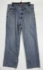 Vintage Anchor Blue Y2K Mens 32X30 Easy Fit Baggy Skateboading Jeans Wide Leg