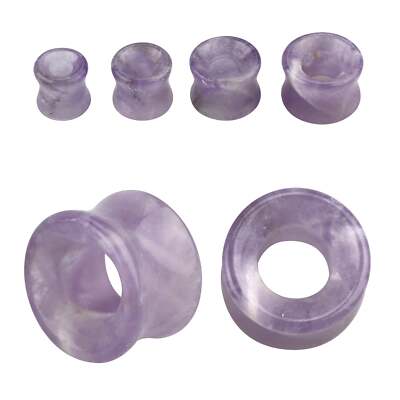 Beyoutifulthings Ohr-Tunnel Amethyst Naturstein - Lila Ohrschmück Double Flare 6-25mm