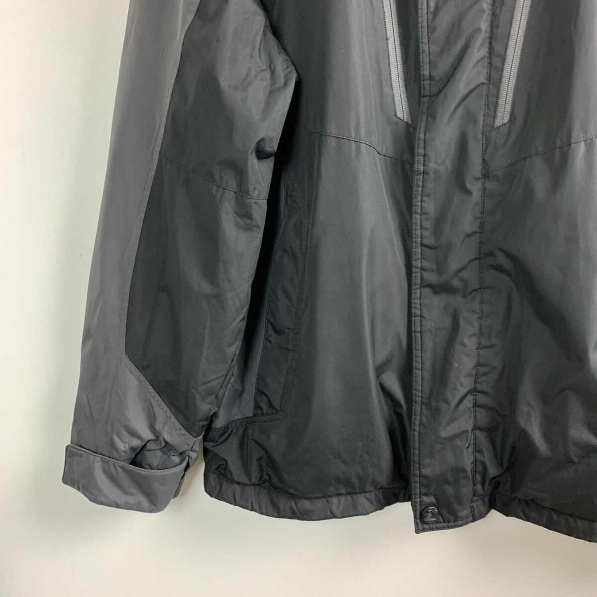 ZeroXposur Jacket Gray/Black Stand Collar Double Zip Snaps ZeroXposur Jacket Gray/Black Stand Collar Double Zip Snaps