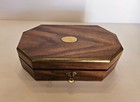 Octagonal Wooden Keyed Box w/ Brass Trim - Beautiful Wood - Please Read