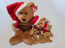 Lot of 3 TY Beanie Baby 1996 TEDDY 8.5" Bear  2001 TEDDY 5"  2001 TEDDY 14"
