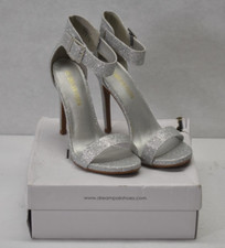 Dream Pairs Womens Elegantee Dress Pump Heels Silver Glitter Design Size 8