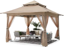 Pop up Gazebo 13X13 - Outdoor Canopy Tent with Mosquito Netting for Patio Garden