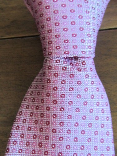 New 3 1/4" x 58 Silk Tie Michael Kors Woven Geometric Abstract Pink Red - Picture 8 of 10