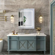 Illuminated Bathroom Mirror Cabinet With Demister LED Lights Wall Mounted
