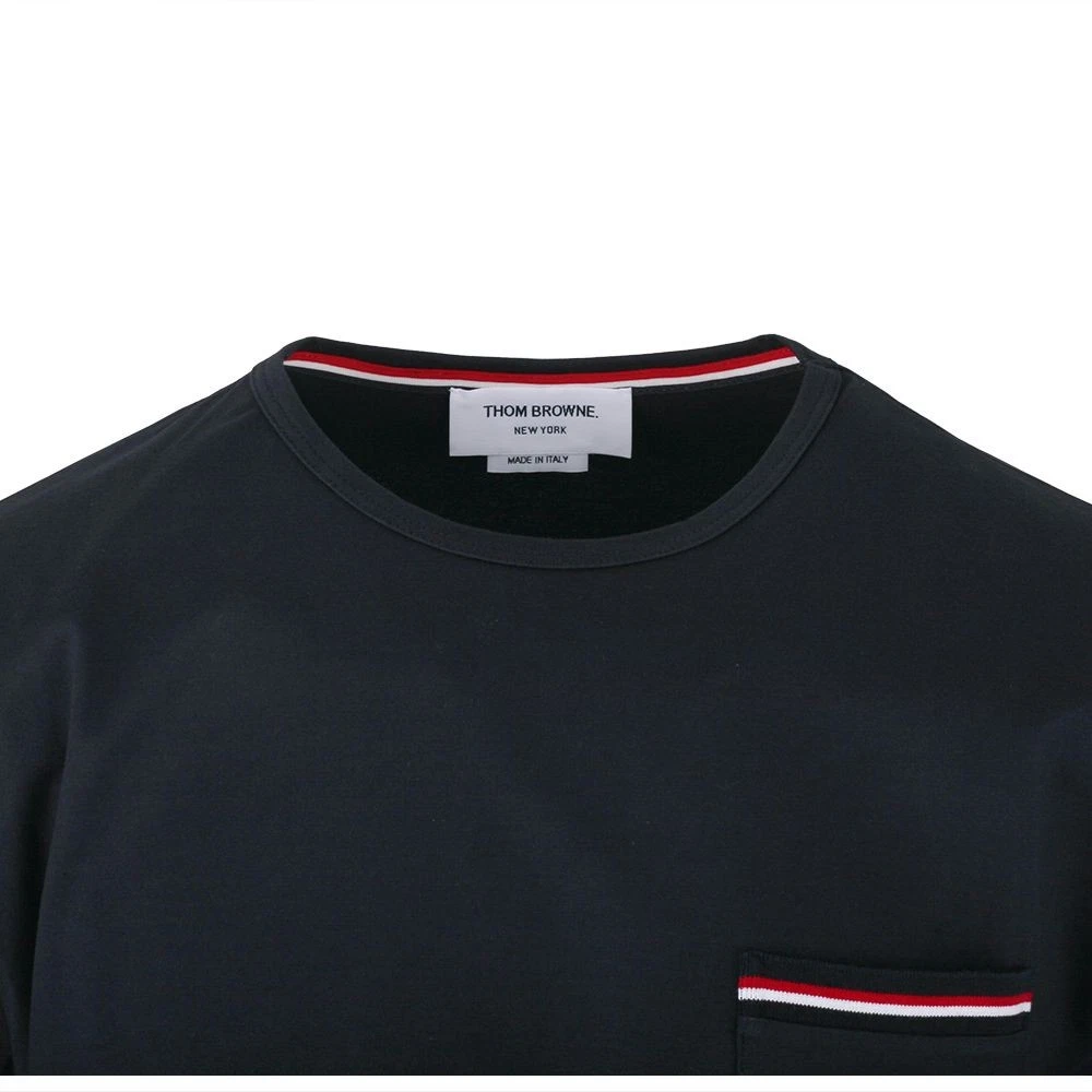 T shirt Thom Browne tre righe tasche manica corta blu navy 127542423