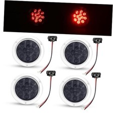 4 Pcs 4 Inch Smoked Lens Red LED Sealed 12V DC Round Smoked Lens Red 2 Pcs
