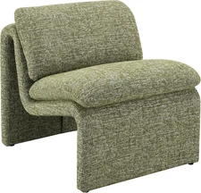Jaeda Wood & Boucle Fabric Upholstered Accent Chair in Green