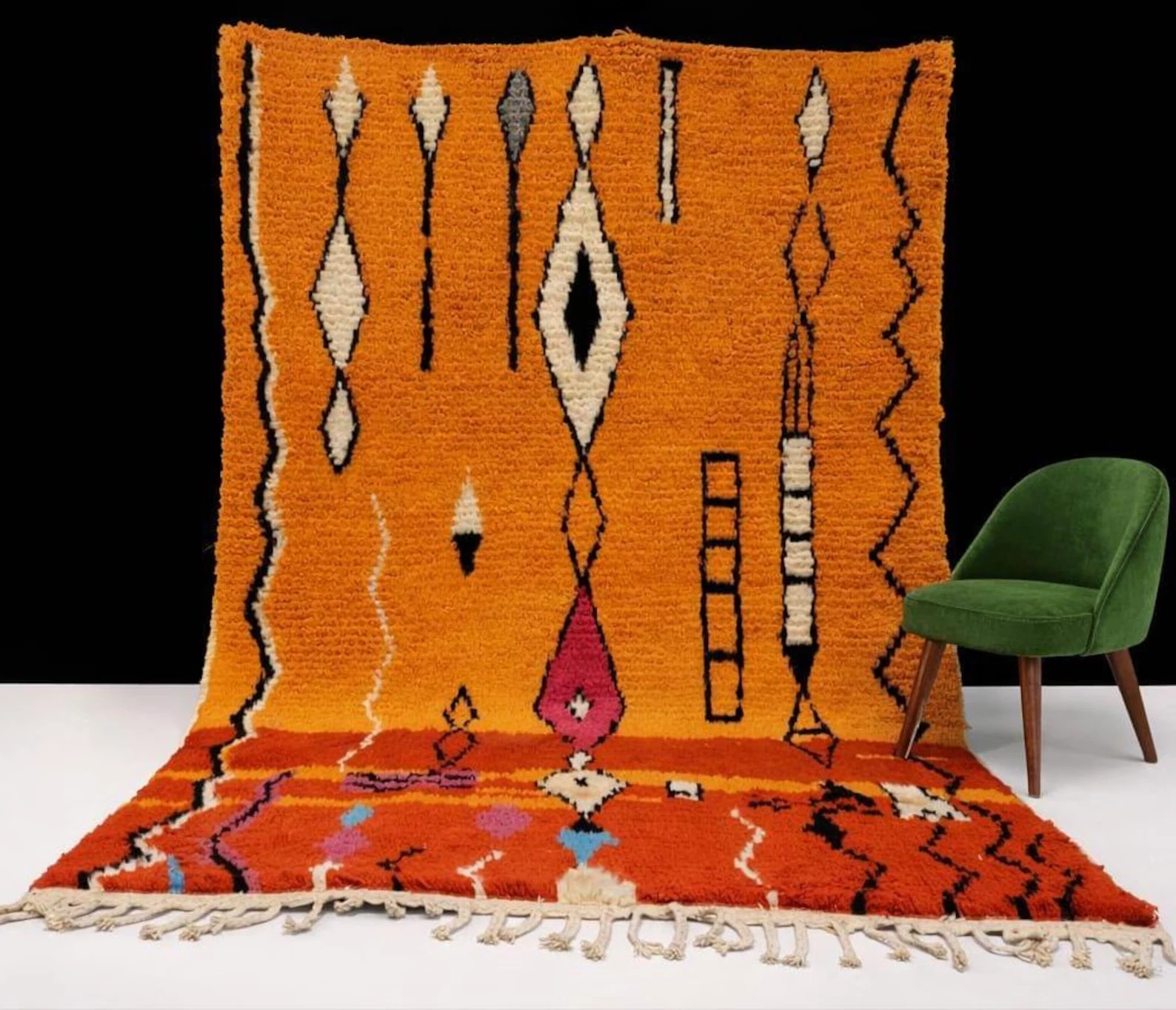 Handmade Beni Ourain Wool Rug, Orange Berber Shag Carpet, Colorful Moroccan Rug,
Opens in a new wind