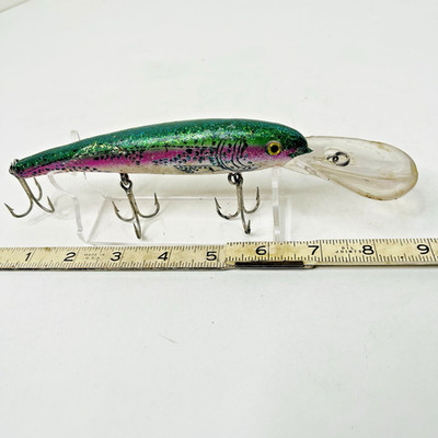 Vintage Manns Muskie Rainbow Trout Sparking Fishing Lure Bait 7 Inch