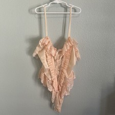 Fredericks of Hollywood Vintage Pink Nylon Marabou Babydoll Nighty