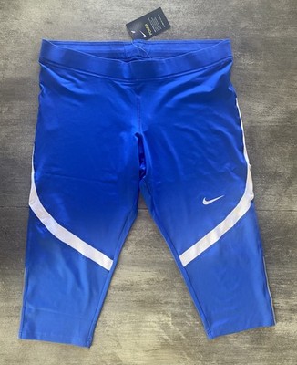 Nike Women's XXL Power Race Day Dri-fit Capri Blue Leggings Running Tight 835965