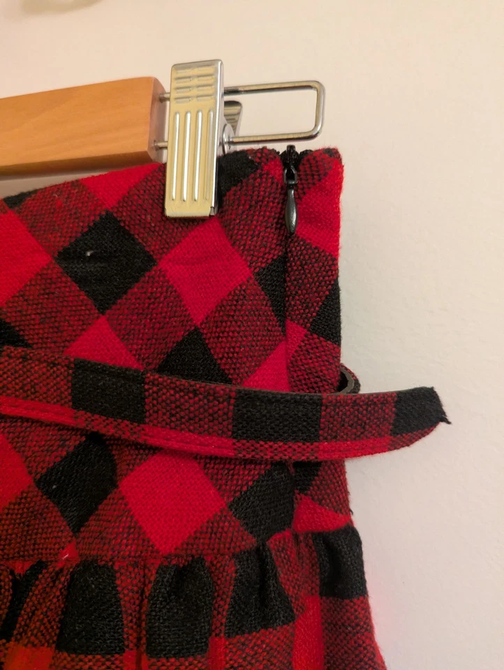 WET SEAL JUNIOR'S SMALL ZIP PLAID PUNK MINI SKIRT RED/BLACK Y2K Grunge Retro - Image 3 of 4