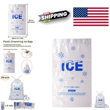 8 Pound Capacity Plastic Ice Bags 200 Count 11 x 19 Inch for Various Activities