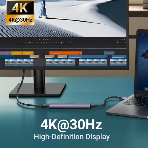 UGREEN 5 in 1 USB C Hub Slim Adapter 4K HDMI 100W PD 3x USB-A, 1xUSB-C 5Gbps - Picture 8 of 9