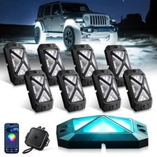 MICTUNING C4 8-Pod RGBW LED Rock Lights Multicolor Offroad Glow Lamps, Sync App