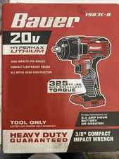 Bauer 1983C-B Hypermax Lithium 20V 3/8" Impact Wrench Heavy Duty, Tool Only