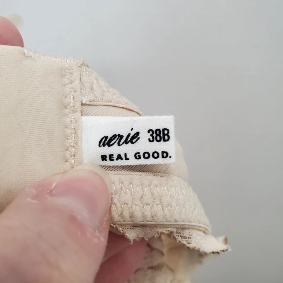 Aerie Strapless Beige Cream Eyelet Lace Underwire Bandeau Bra Size 38B - Image 3 of 4