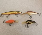 Lot Of 4 Vintage Rapala Lures. Golden Hard Rare Colors. all Finland.
