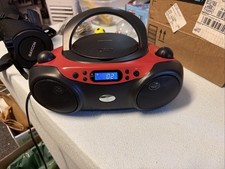 blackweb Bluetooth CD Player FM Radio Boombox Aux Headphone Red/Black Bluetooth