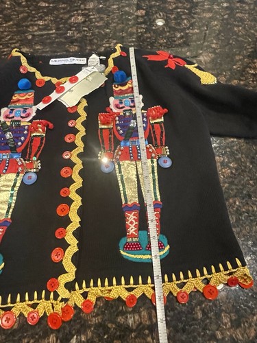 Michael Simon Nutcracker Cardigan Sweater Size Medium Christmas - Picture 7 of 9