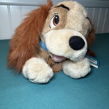 Vintage Disney Lady Plush 12  Lady and the Tramp Leather Tag Stuffed Dog